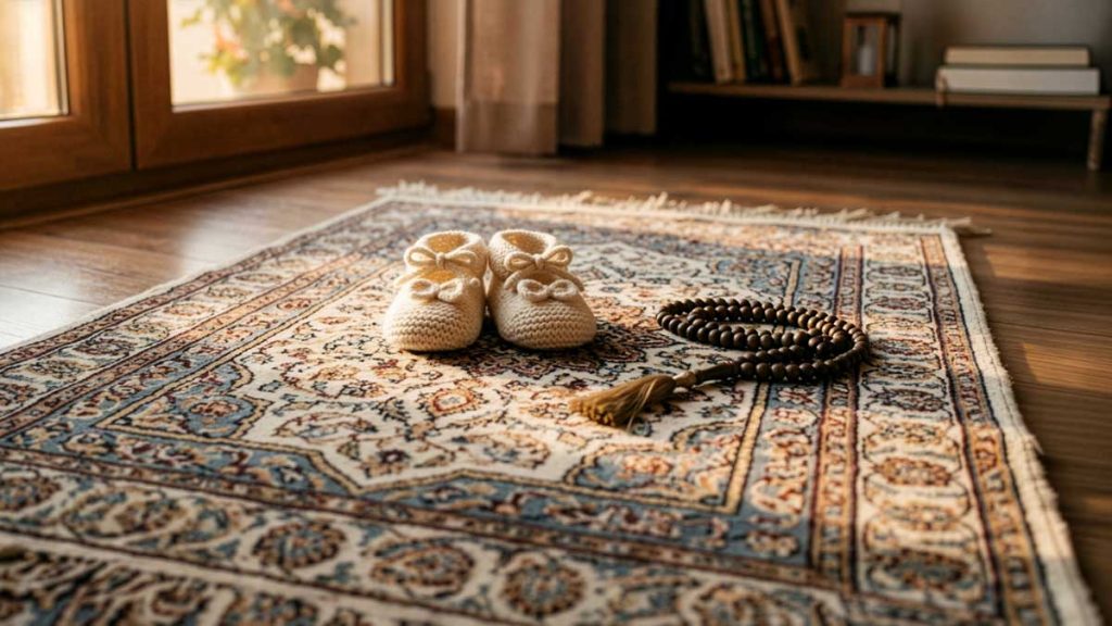 A family celebration scene about welcoming life with purpose for Aqiqah in Islam