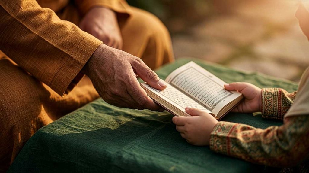 Fathers in Islam artwork showing the lesson of a father whose greatest gift was character