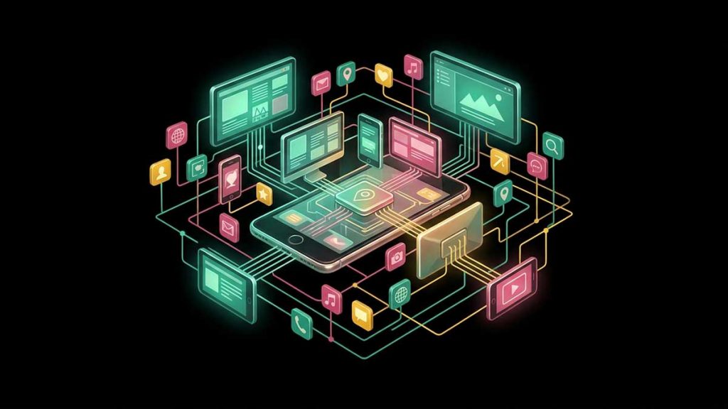 Social media and Islam artwork of a glowing digital public square