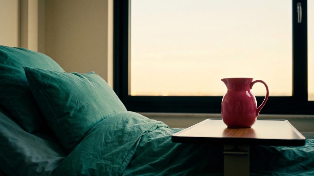 A still-life of a window looking out to open sky beside a neatly made bed, illustrating the Dua During Hospitalisation.