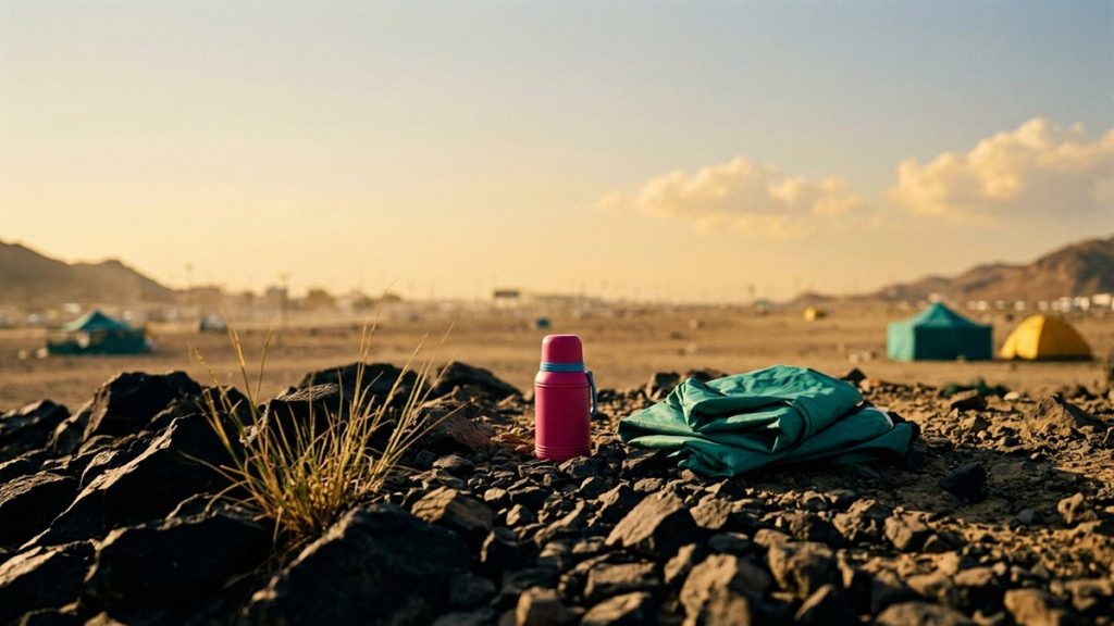 A still-life of the open plain of Arafah stretching beneath a wide afternoon sky, illustrating the Dua on the Day of Arafah.