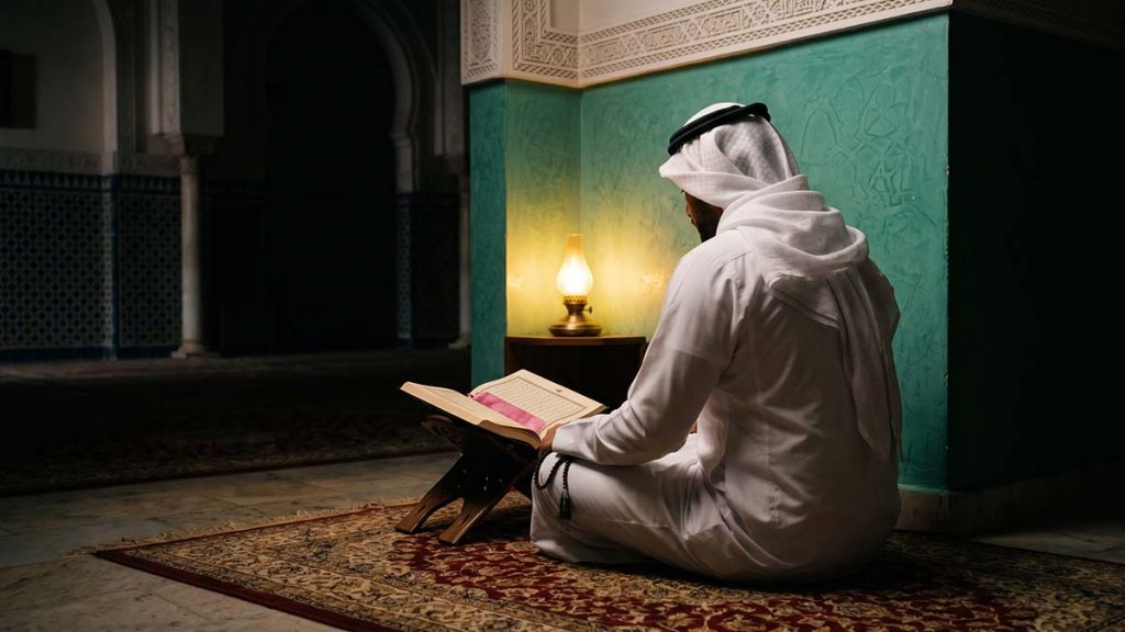 Muslim man in quiet contemplation during the sacred month of Muharram
