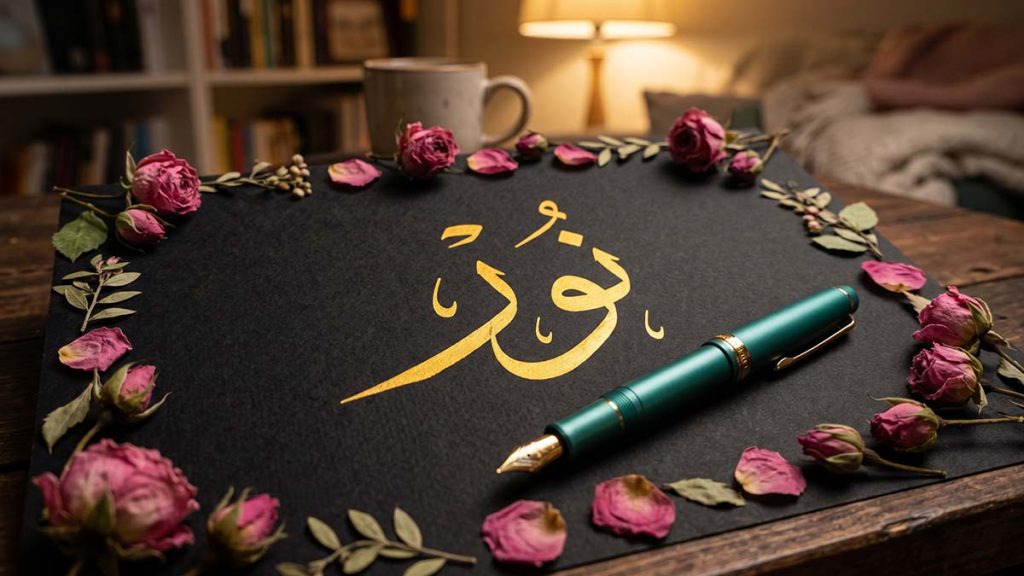 Beautifully calligraphed Arabic name for the Islamic Naming a Baby in Islam ceremony