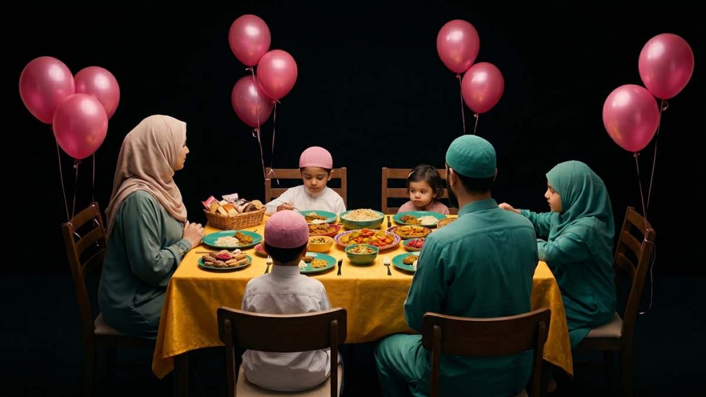 Muslim family celebrating Islamic Events