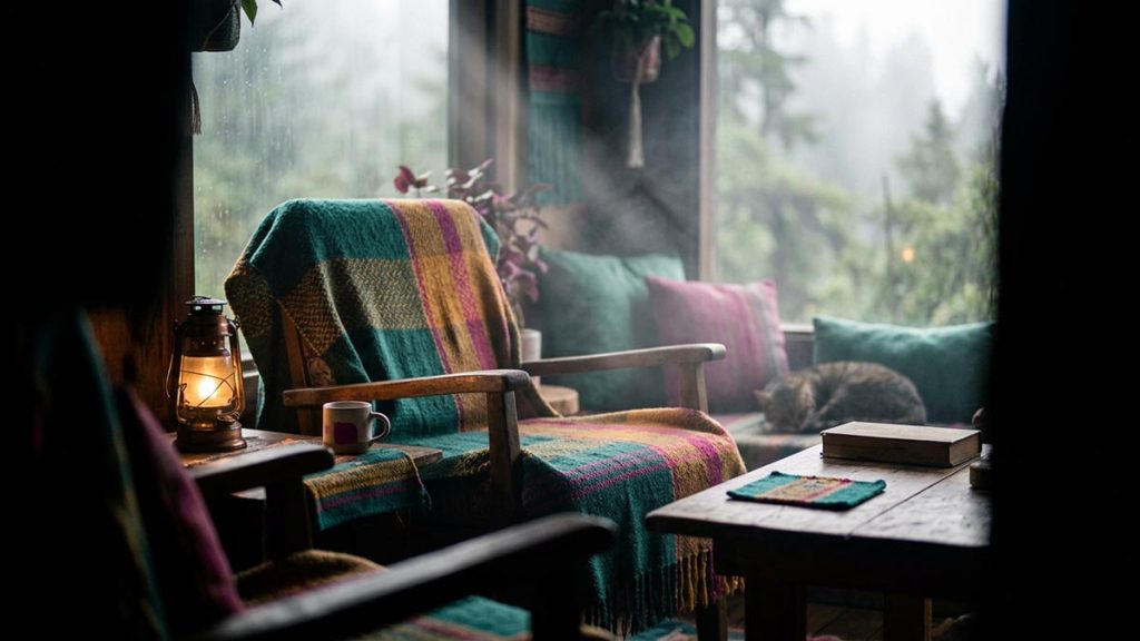 A gentle shaft of soft light falling through mist over a peaceful, quiet scene, evoking the meaning of Allah Yarhamha.