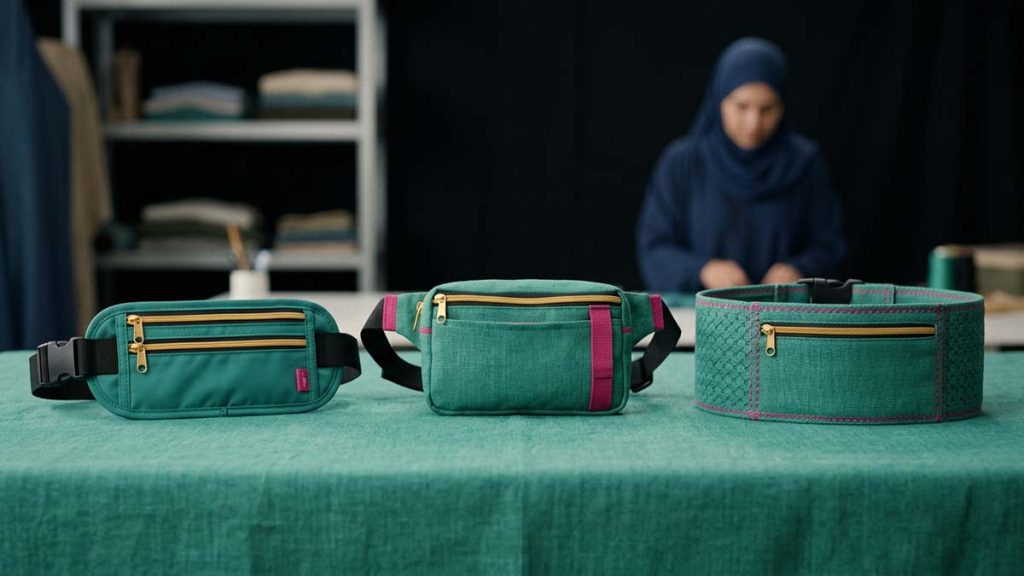 Three styles of Hajj and Umrah Belt displayed in a row