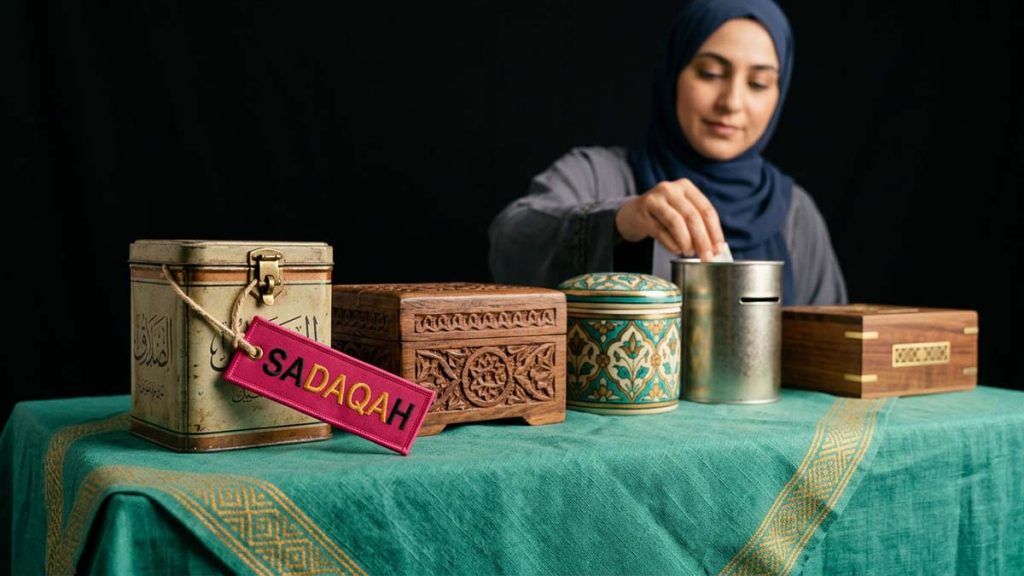 Several Sadaqah Box designs displayed together
